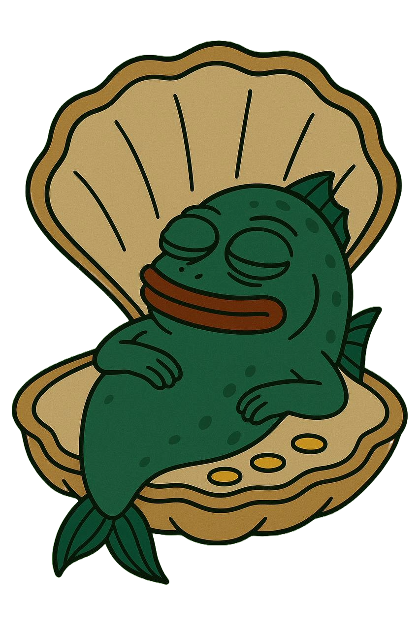 Sleeping fish inside clam shell
